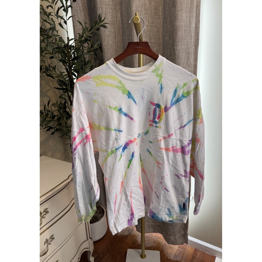 Disneyland Resort Spirit Jersey XS Neon Tie Dye Glitter Long Sleeve Disney Parks